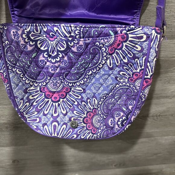Vera Bradley Slim Saddle Bag - Lilac Tapestry Purple - Picture 3 of 8